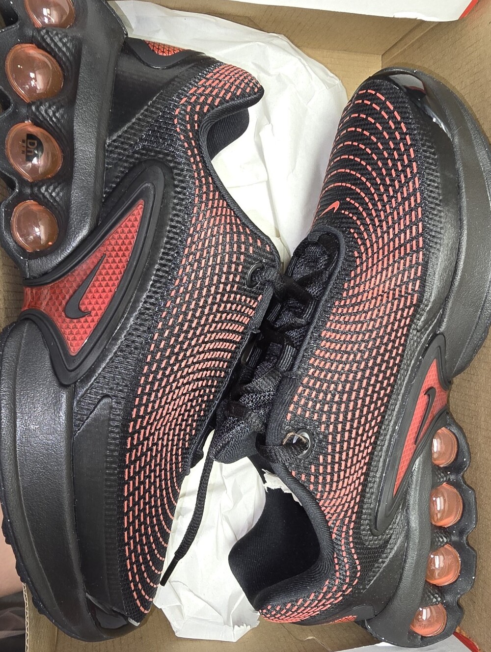 AIR MAX DN Black and Red Athletic Running Shoes